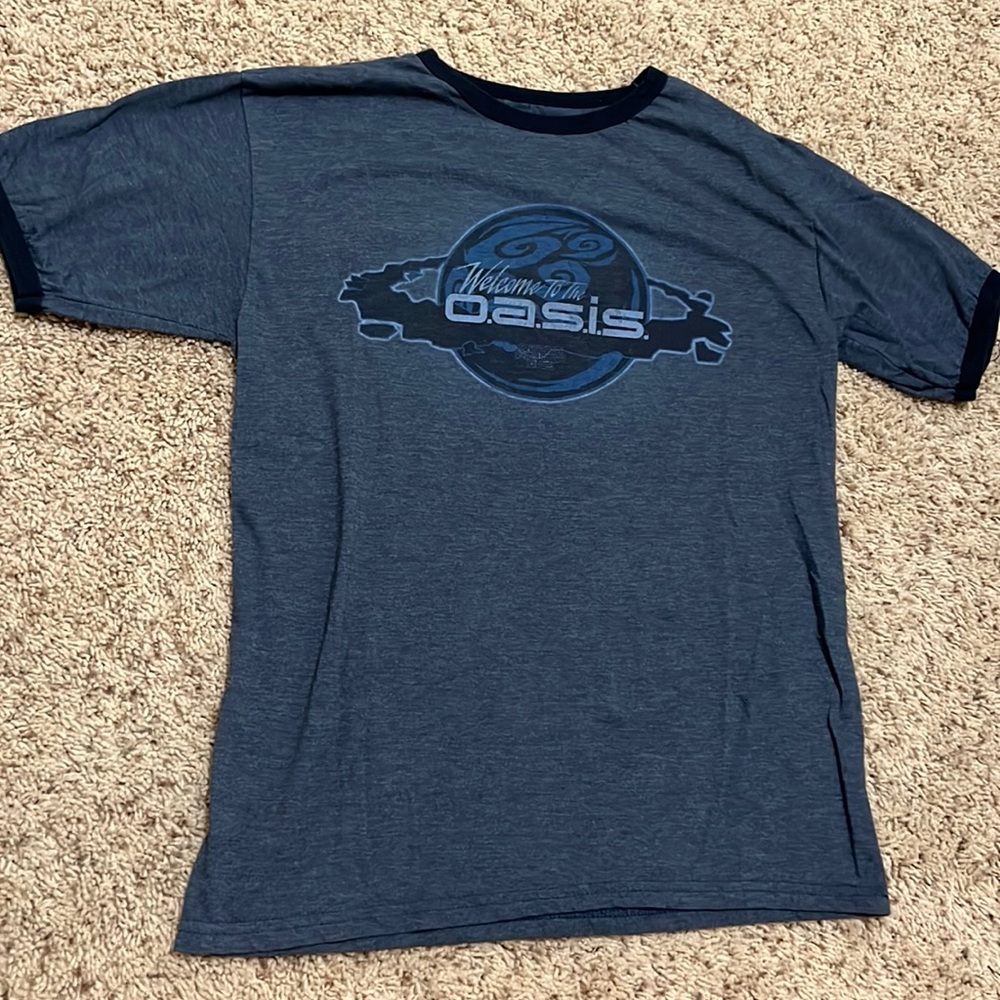 BNWOT Ready Player One super soft ringer tee in heather navy - unisex size M